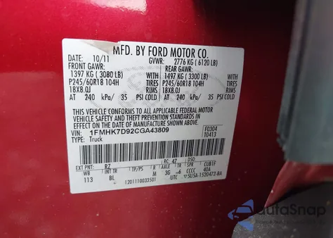 2012 Ford Explorer Xlt z USA, uszkodzony, nr VIN 1FMHK7D92CGA43809